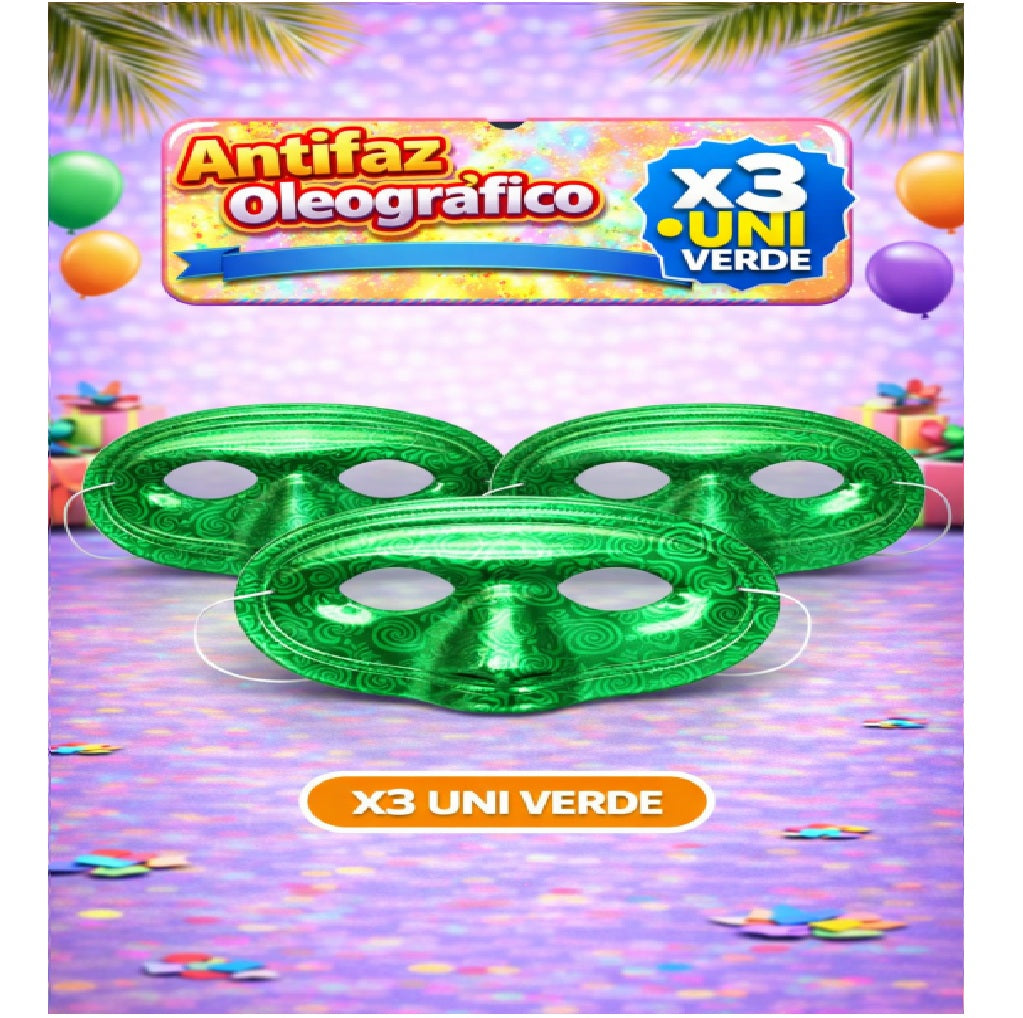 Antifaz Oleográfico x3 - Accesorio Fiesta y Disfraz