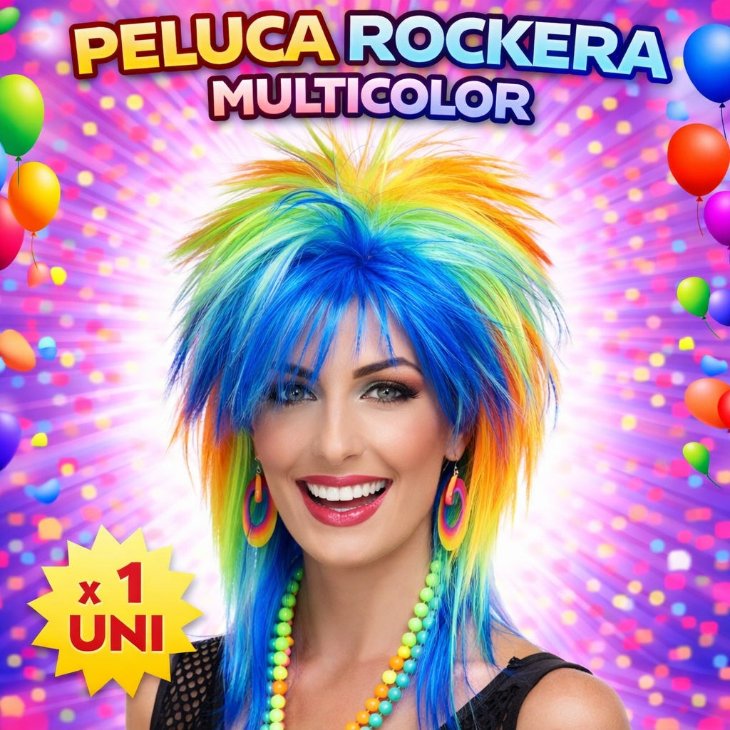 Pelucas de Disfraz Mix Fashion de Colores para Fiesta, Carnaval, Halloween y Cotillón
