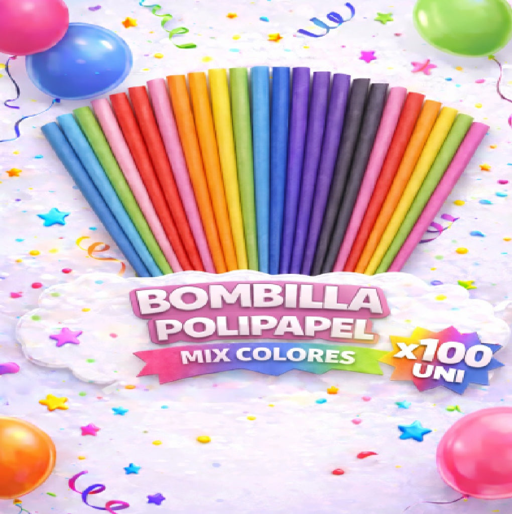Bombillas Colores x100 Und - Bombillas de Polipapel para Bebidas