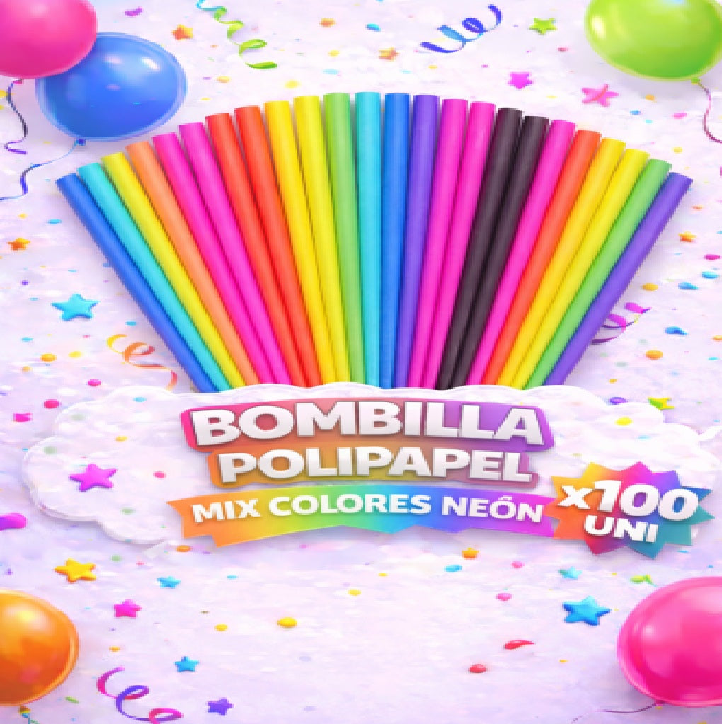 Bombillas Colores x100 Und - Bombillas de Polipapel para Bebidas