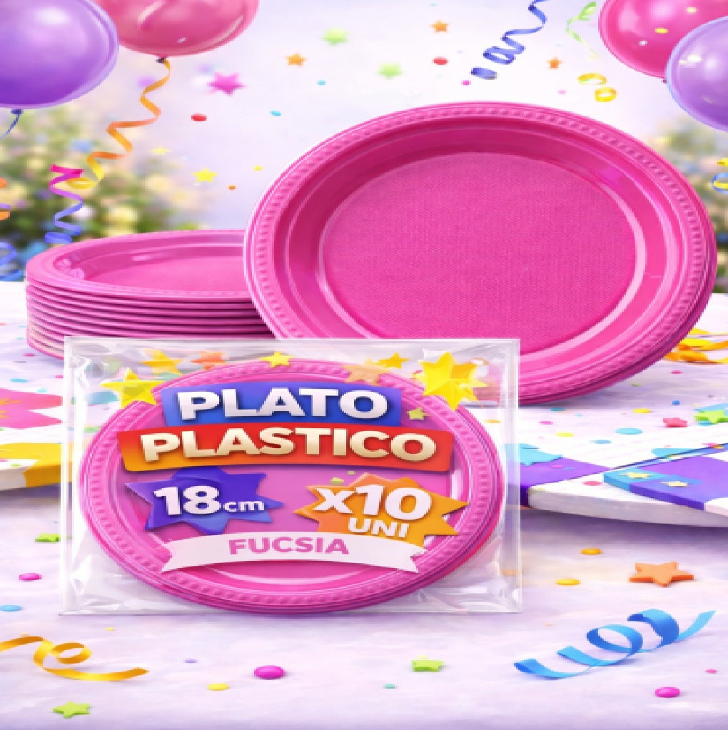Platos Plásticos 18 cm x10 Unidades – Platos para Fiesta y Cumpleaños