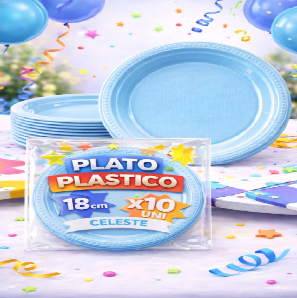 Platos Plásticos 18 cm x10 Unidades – Platos para Fiesta y Cumpleaños