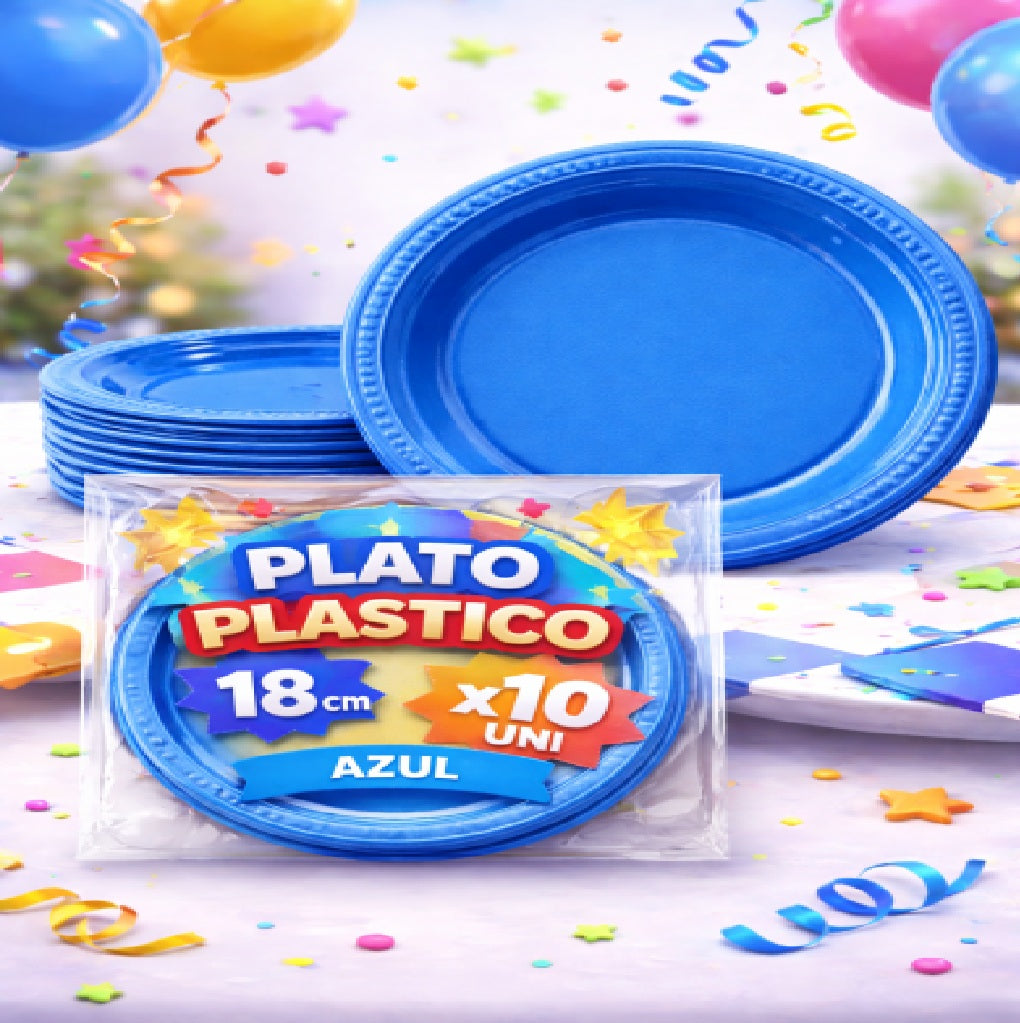 Platos Plásticos 18 cm x10 Unidades – Platos para Fiesta y Cumpleaños