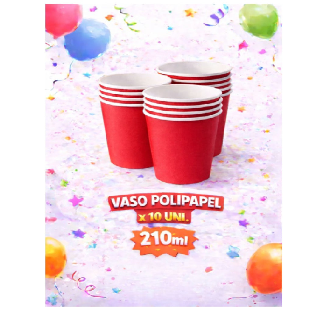 Vaso Polipapel x 10 Colores 210 ML