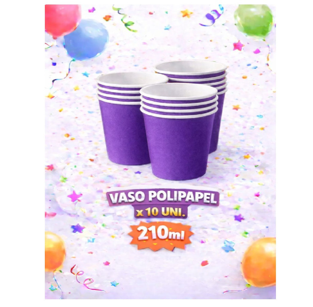 Vaso Polipapel x 10 Colores 210 ML