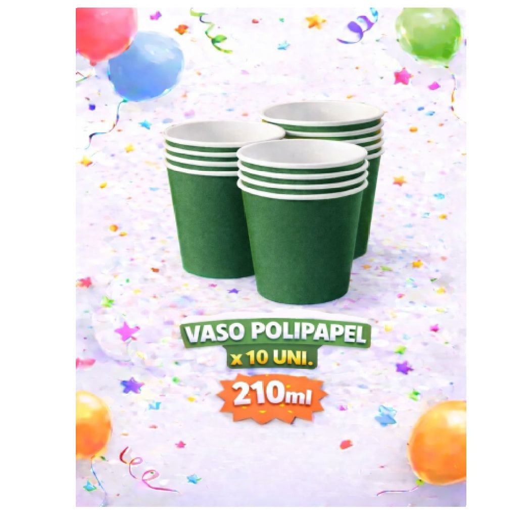 Vaso Polipapel x 10 Colores 210 ML