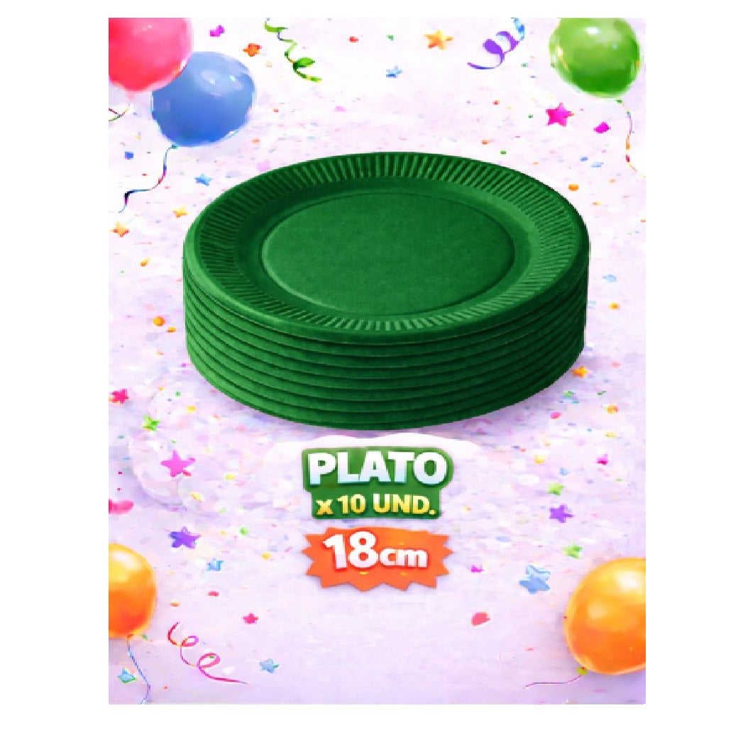 Plato Carton Colores x10