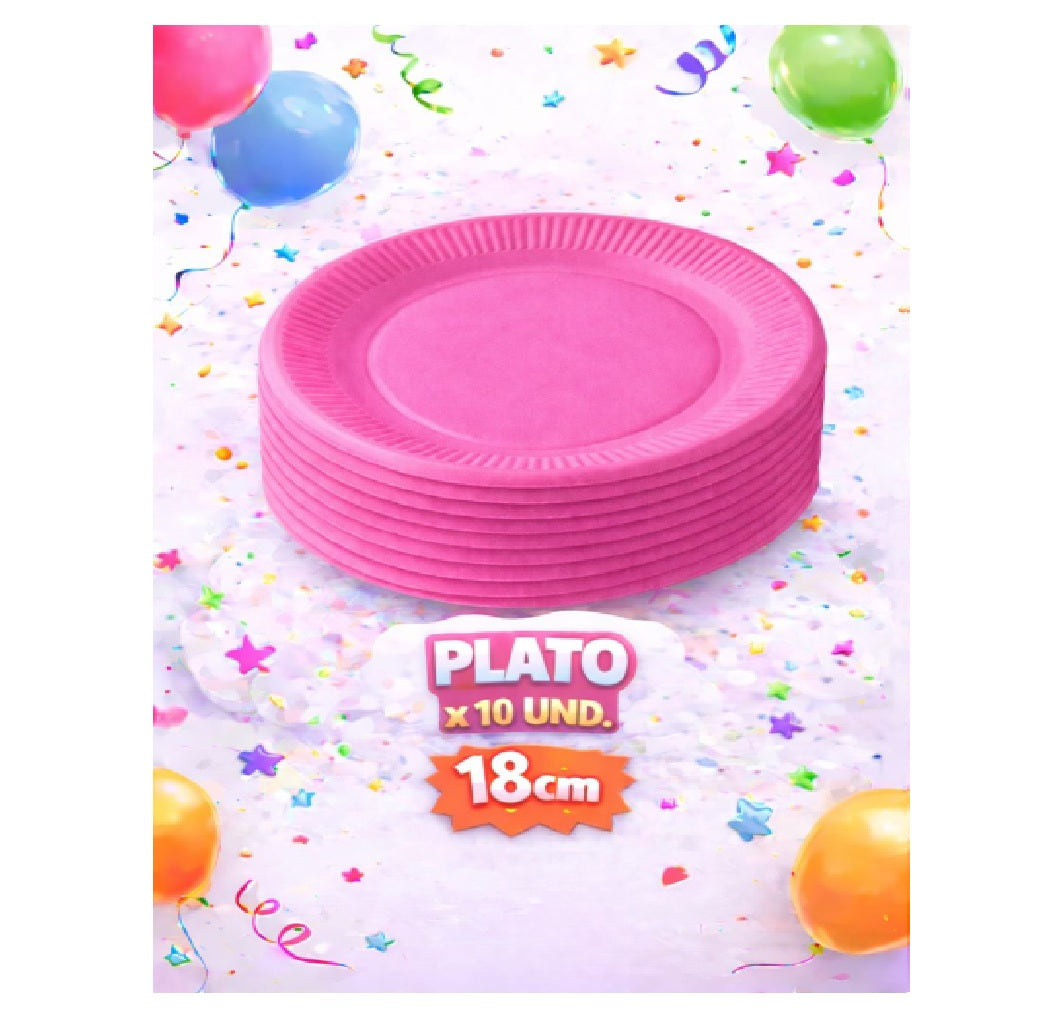 Plato Carton Colores x10