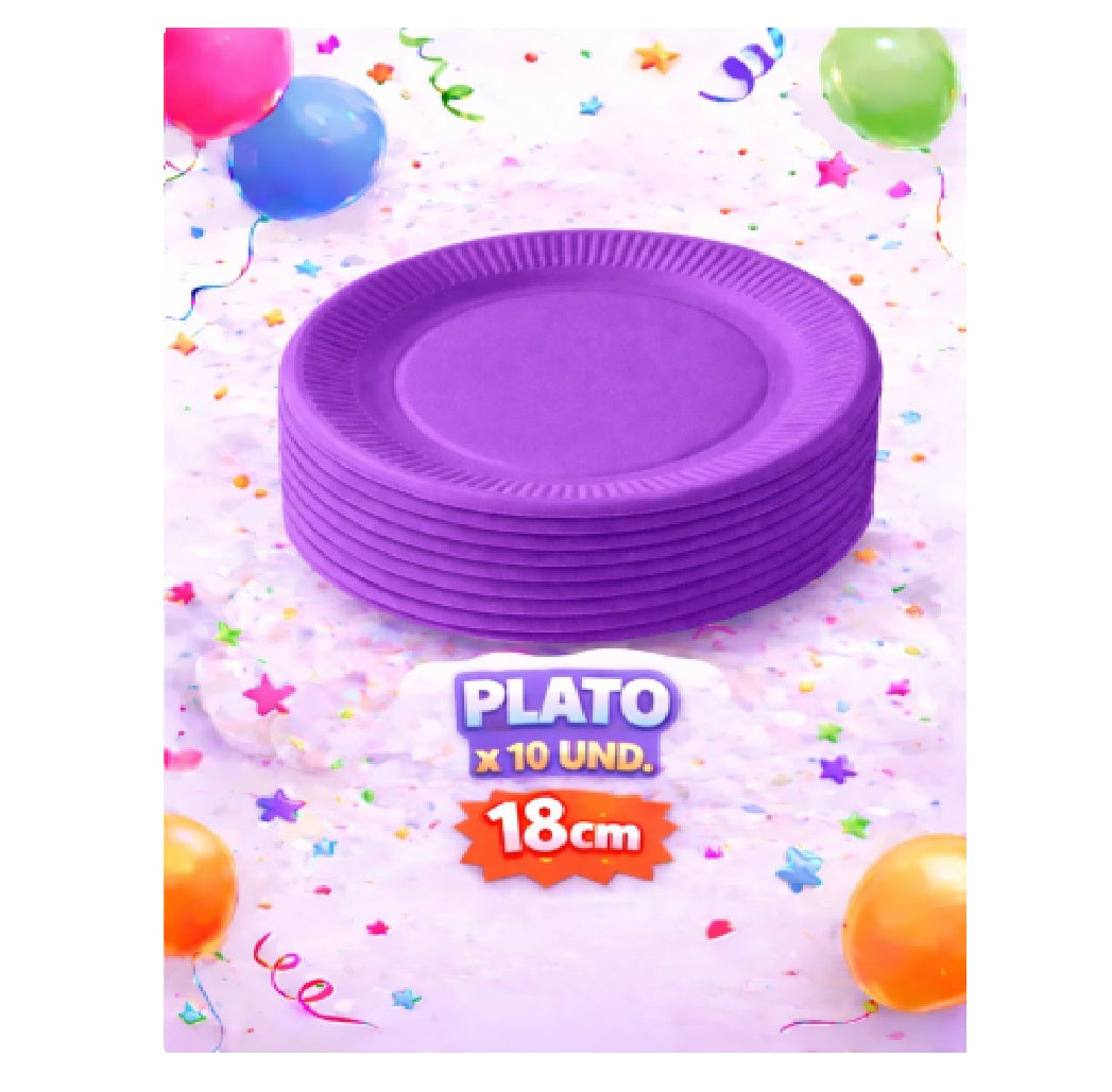 Plato Carton Colores x10