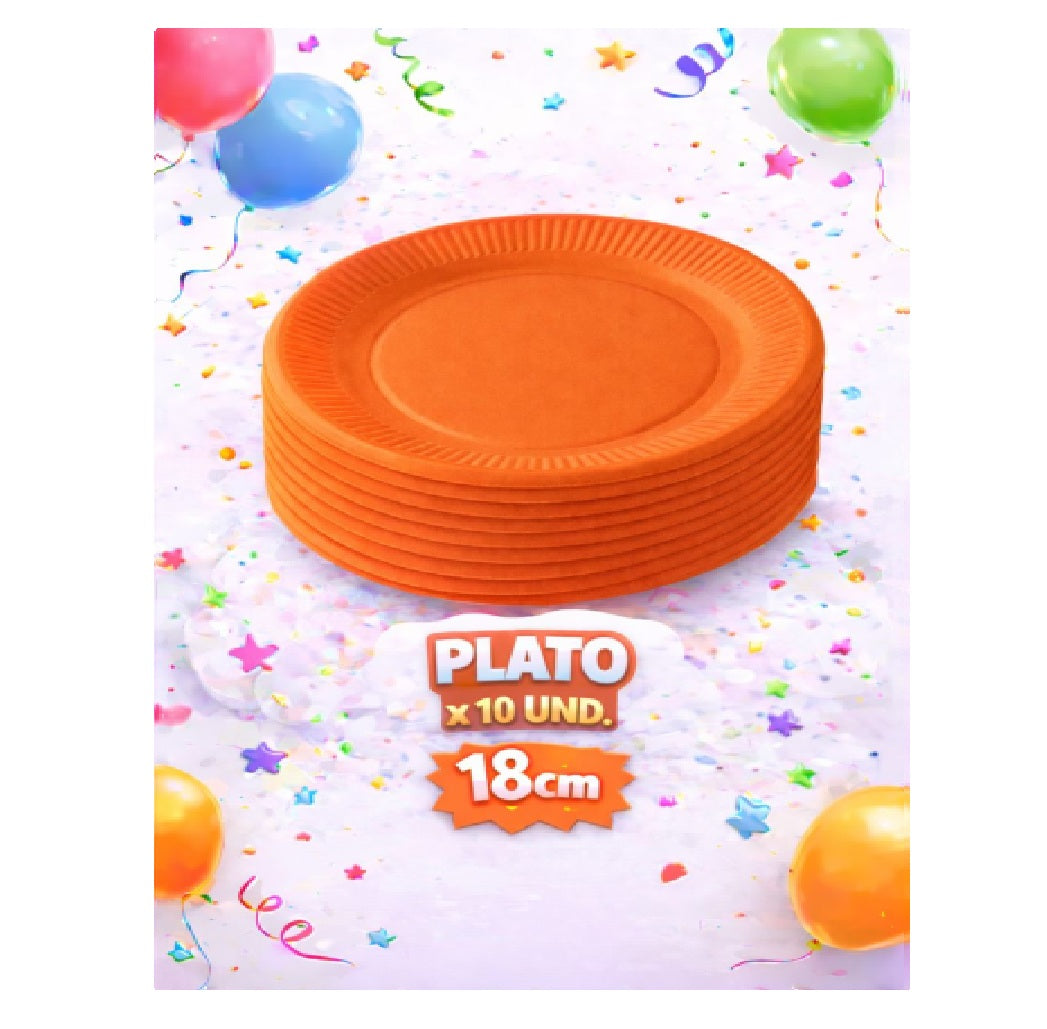 Plato Carton Colores x10
