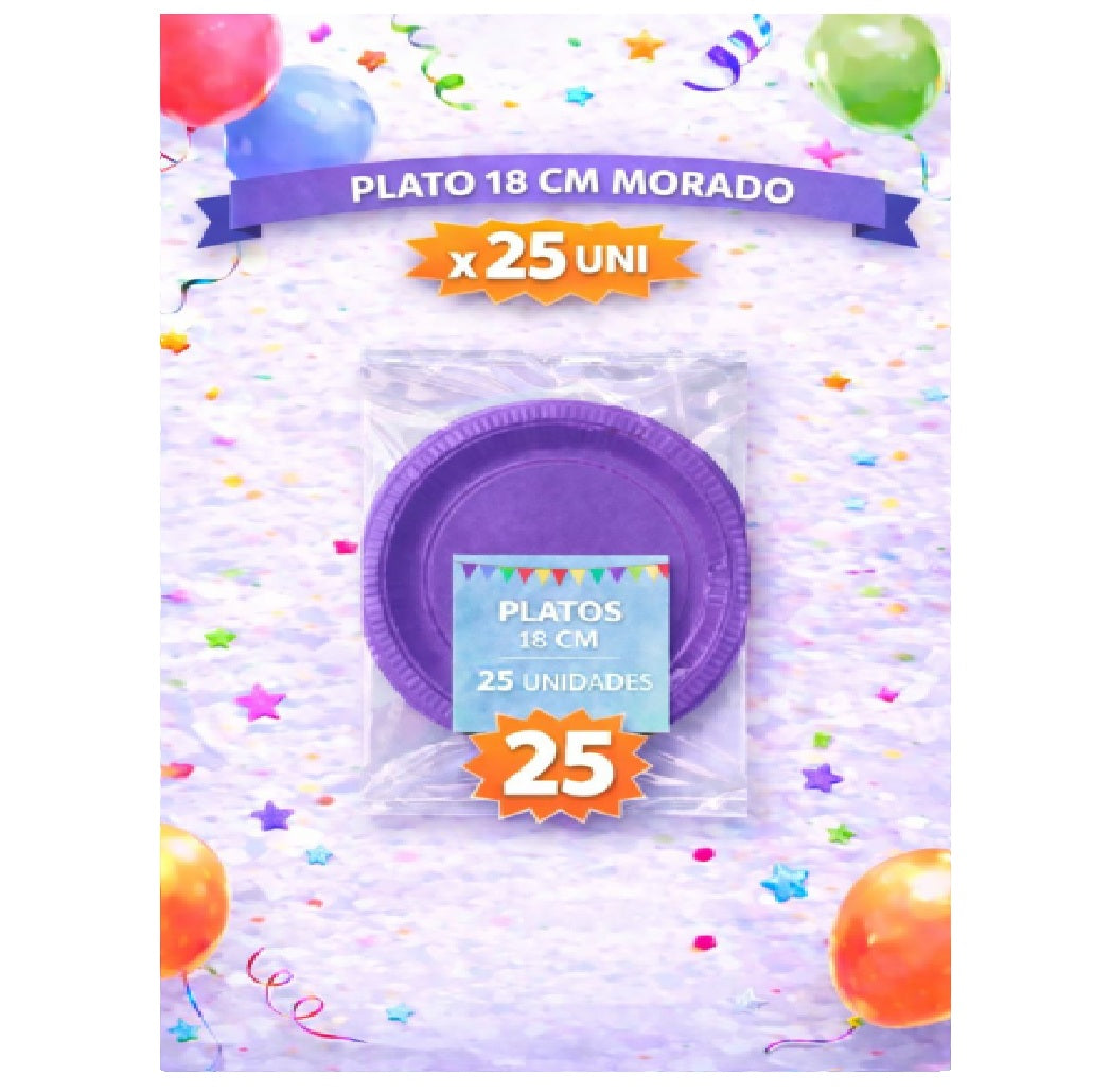 Plato Carton Colores x 25