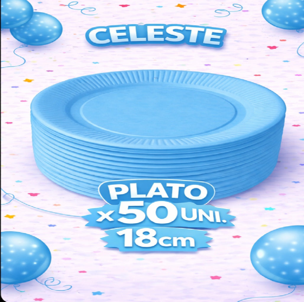 Plato Cartón Colores x 50 Unidades – Platos para Fiesta