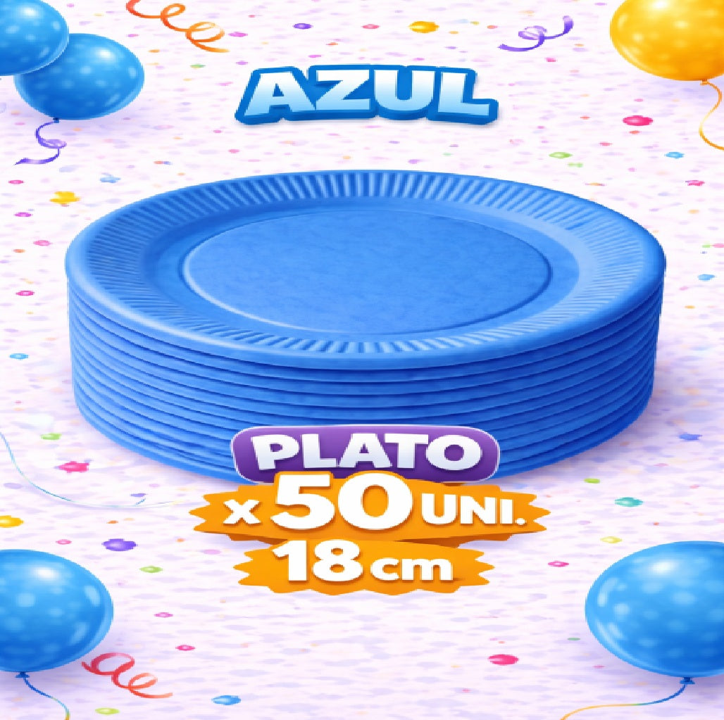Plato Cartón Colores x 50 Unidades – Platos para Fiesta