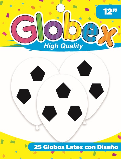 Globo 12" Colores Solidos Impresos x 25 Und Cascos Pelota x 25