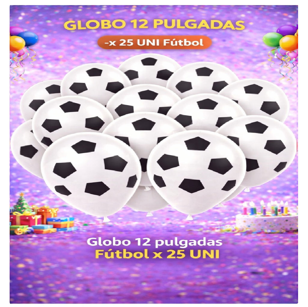 Globos 12" Colores Sólidos Impresos x 25 Und - Decoración Cumpleaños y Fiesta