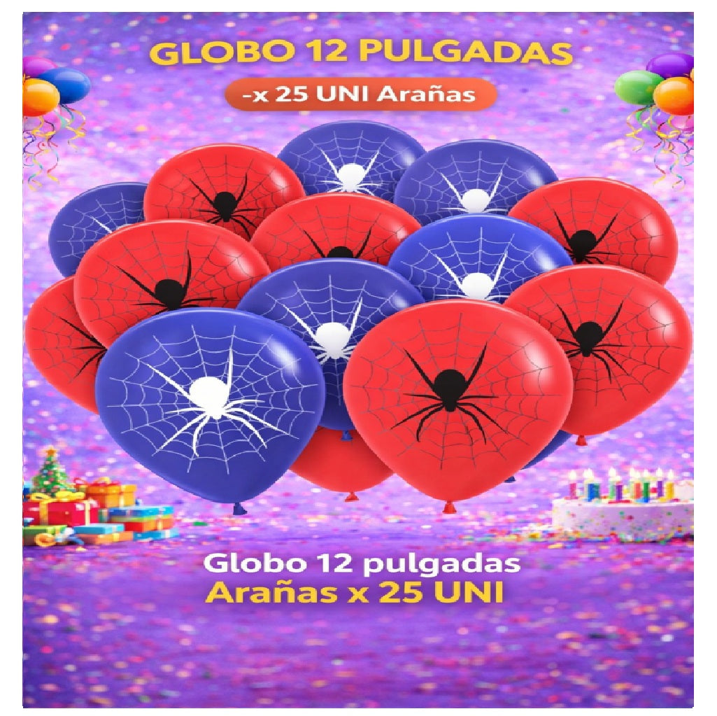 Globos 12" Colores Sólidos Impresos x 25 Und - Decoración Cumpleaños y Fiesta