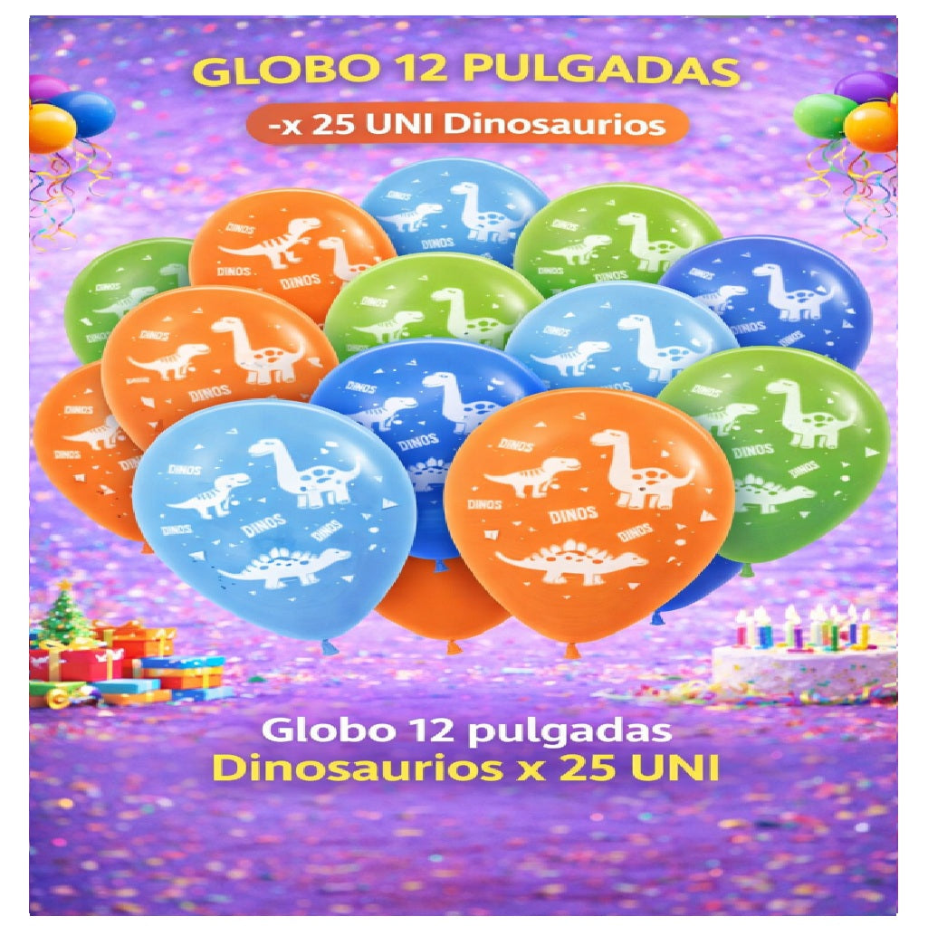 Globos 12" Colores Sólidos Impresos x 25 Und - Decoración Cumpleaños y Fiesta