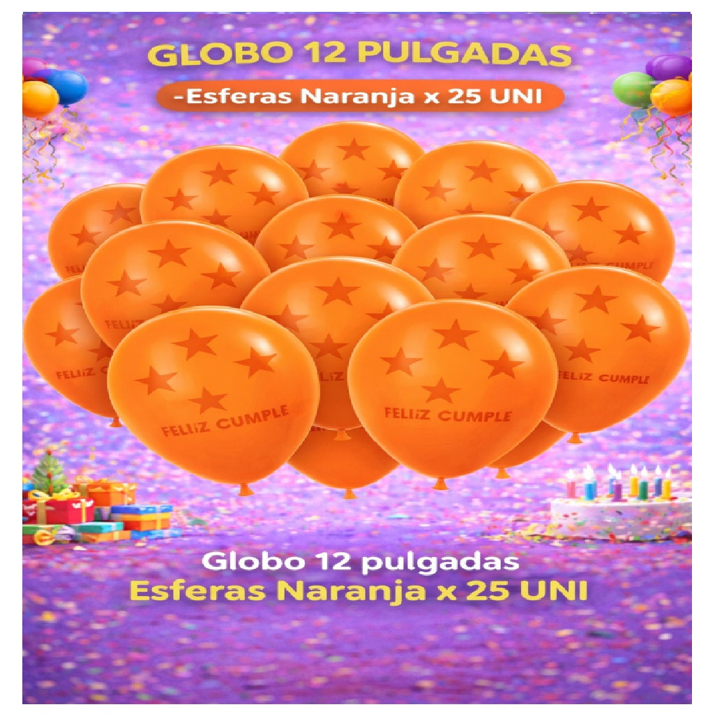 Globos 12" Colores Sólidos Impresos x 25 Und - Decoración Cumpleaños y Fiesta