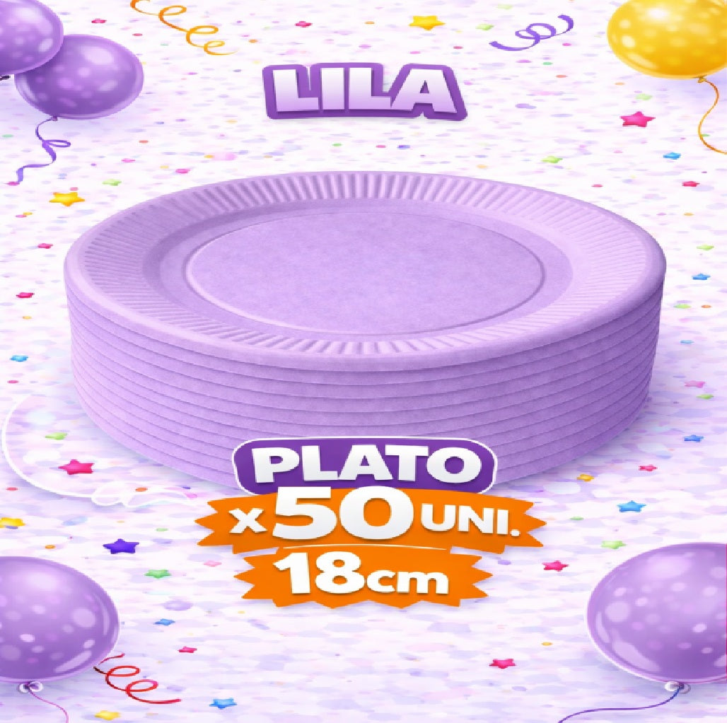 Plato Cartón Colores x 50 Unidades – Platos para Fiesta