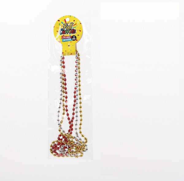 Collares Metalicos Variedades Perlas x 3 Und