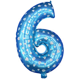 Globo Número Foil Azul Polka con Corazones 26" – Decoración de Cumpleaños