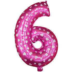 Globo Número Foil Rosa Polka con Corazones 26" – Decoración de Cumpleaños