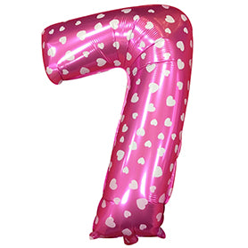 Globo Número Foil Rosa Polka con Corazones 26" – Decoración de Cumpleaños