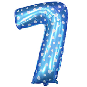 Globo Número Foil Azul Polka con Corazones 32" – Decoración de Cumpleaños