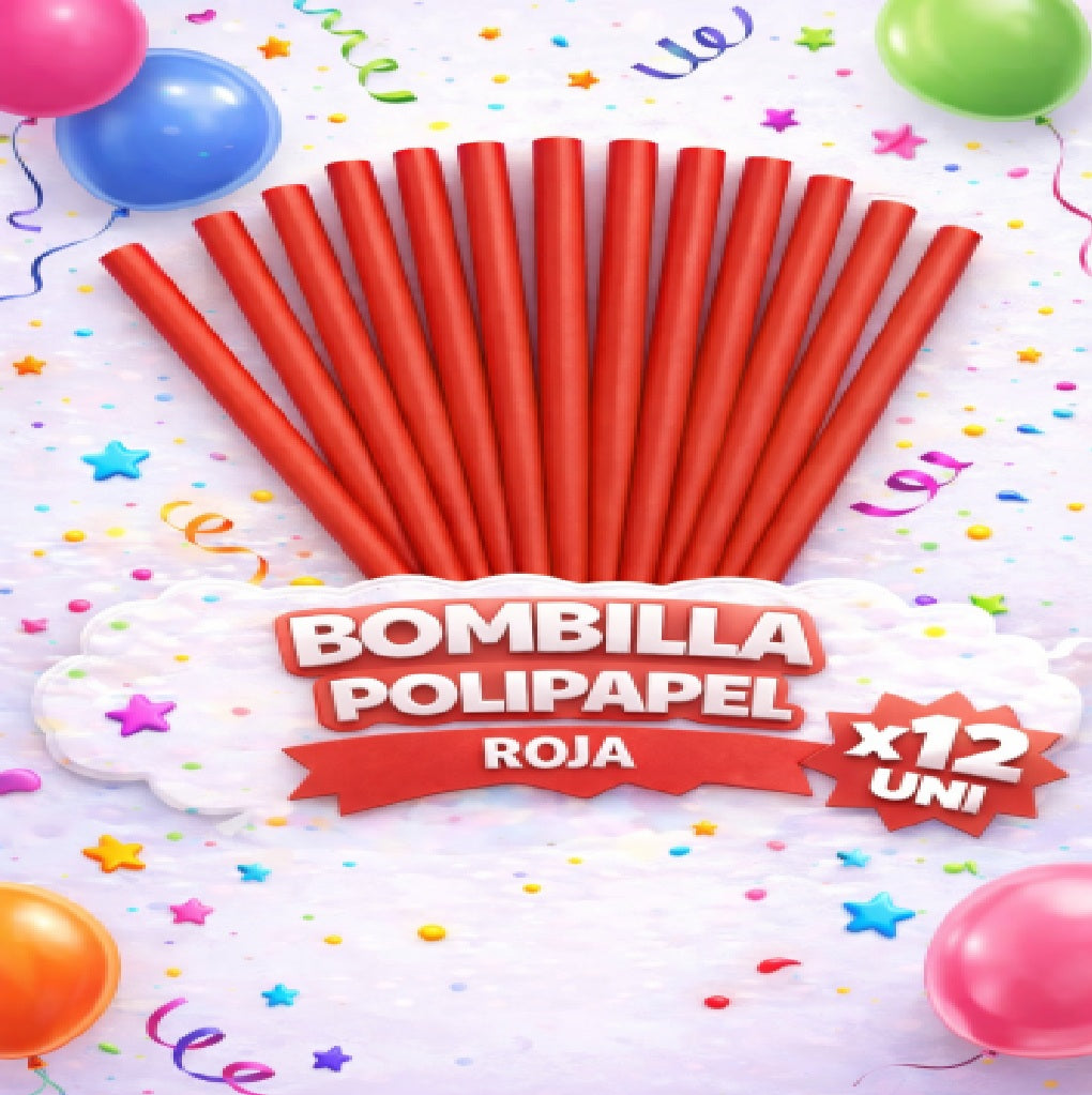 Bombillas Polipapel Colores x12 - Bombillas para Fiesta