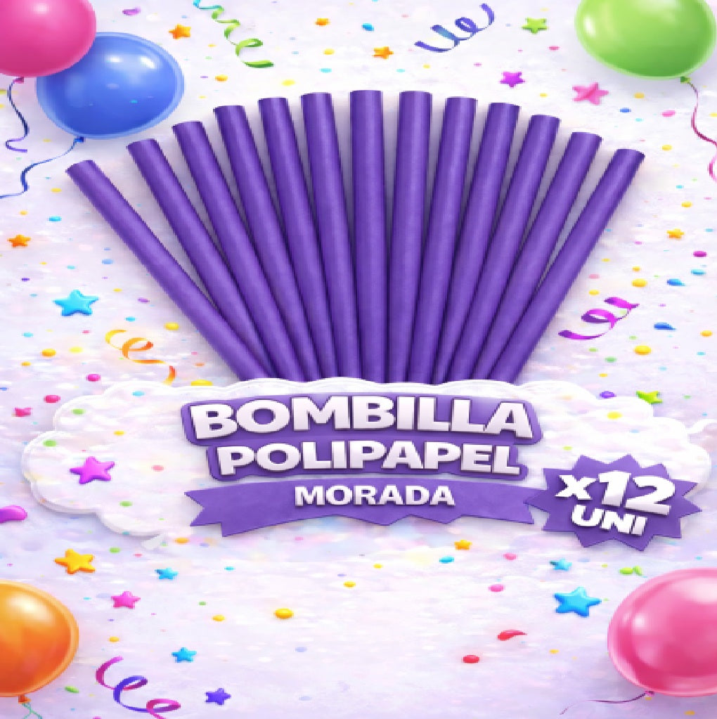Bombillas Polipapel Colores x12 - Bombillas para Fiesta
