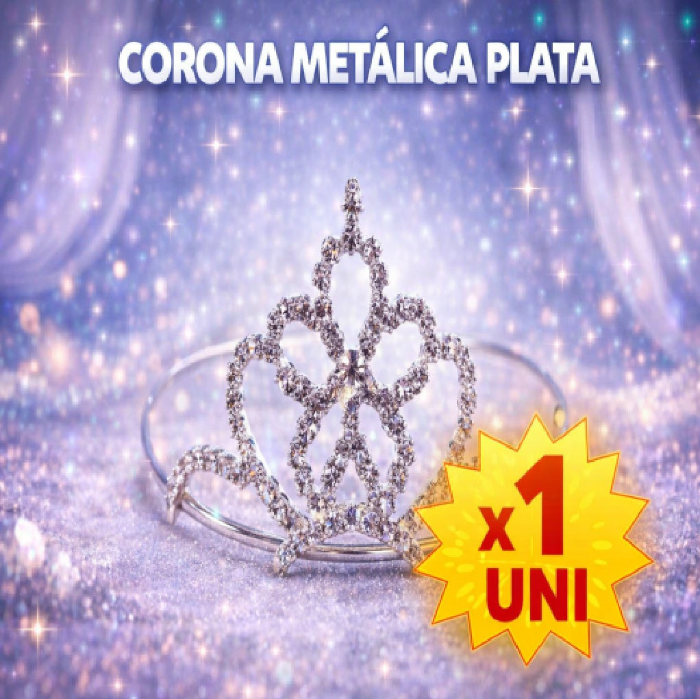 Corona Metálica Mix - Accesorio Disfraz, Fiesta y Cotillón