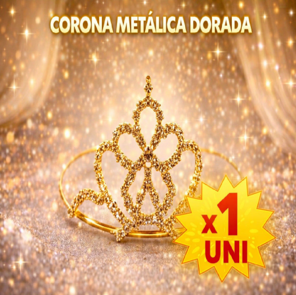 Corona Metálica Mix - Accesorio Disfraz, Fiesta y Cotillón