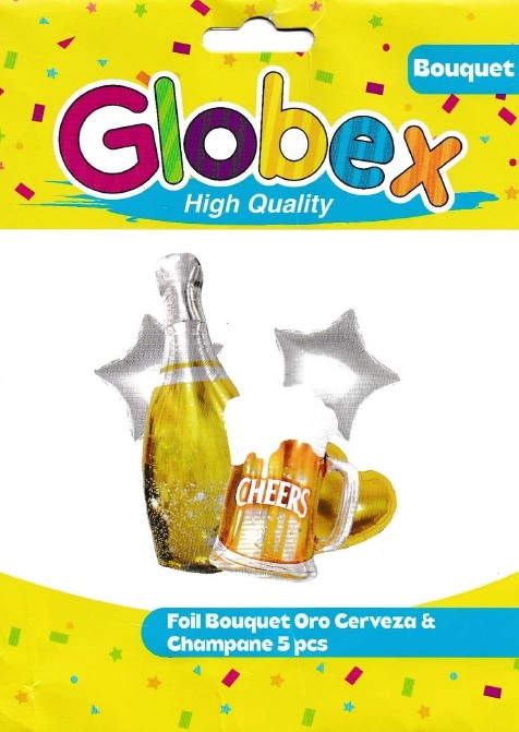 Sets De Bouquets Foil Bouquet Oro Cerveza & Champane 5 pcs