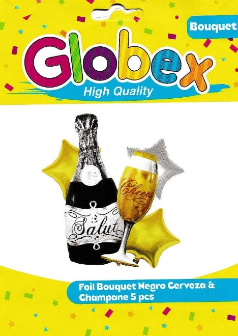 Sets De Bouquets Foil Bouquet Negro Cerveza & Champane 5 pcs
