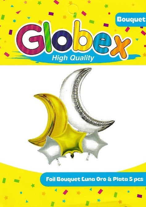 Sets De Bouquets Foil Bouquet Luna Oro & Plata 5 pcs