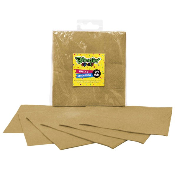 Servilleta Colores 33 x 33 cm x 20 Und Oro