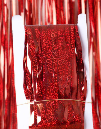 Cortinas Metalicas 200 x 100 cm Colores Glitter Rojo Glitter