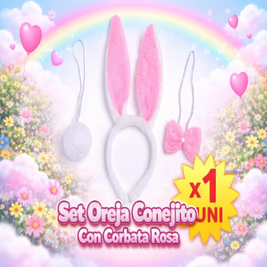 Orejas de Conejo con Corbata - Set de Disfraz