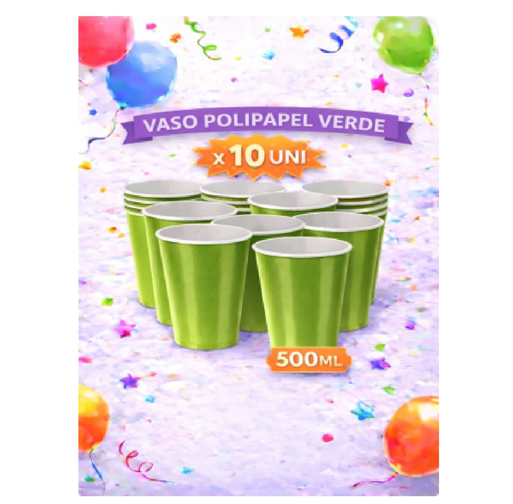 Vaso Polipapel x 10 Colores 500 ML