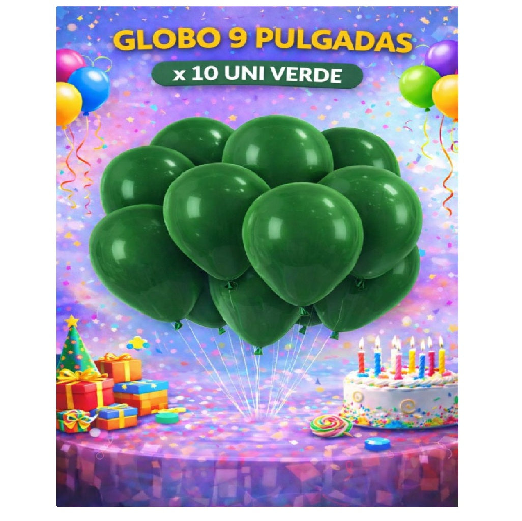 Globo 9" Colores Sólidos x10 - Globos de Látex para Decoración