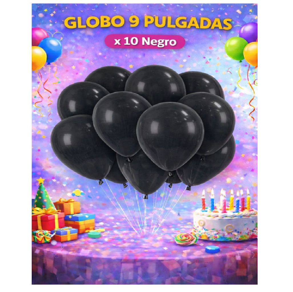 Globo 9" Colores Sólidos x10 - Globos de Látex para Decoración