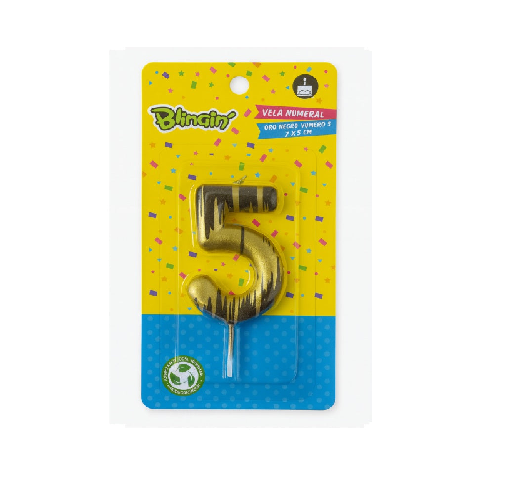 Velas Numerales Oro & Negro