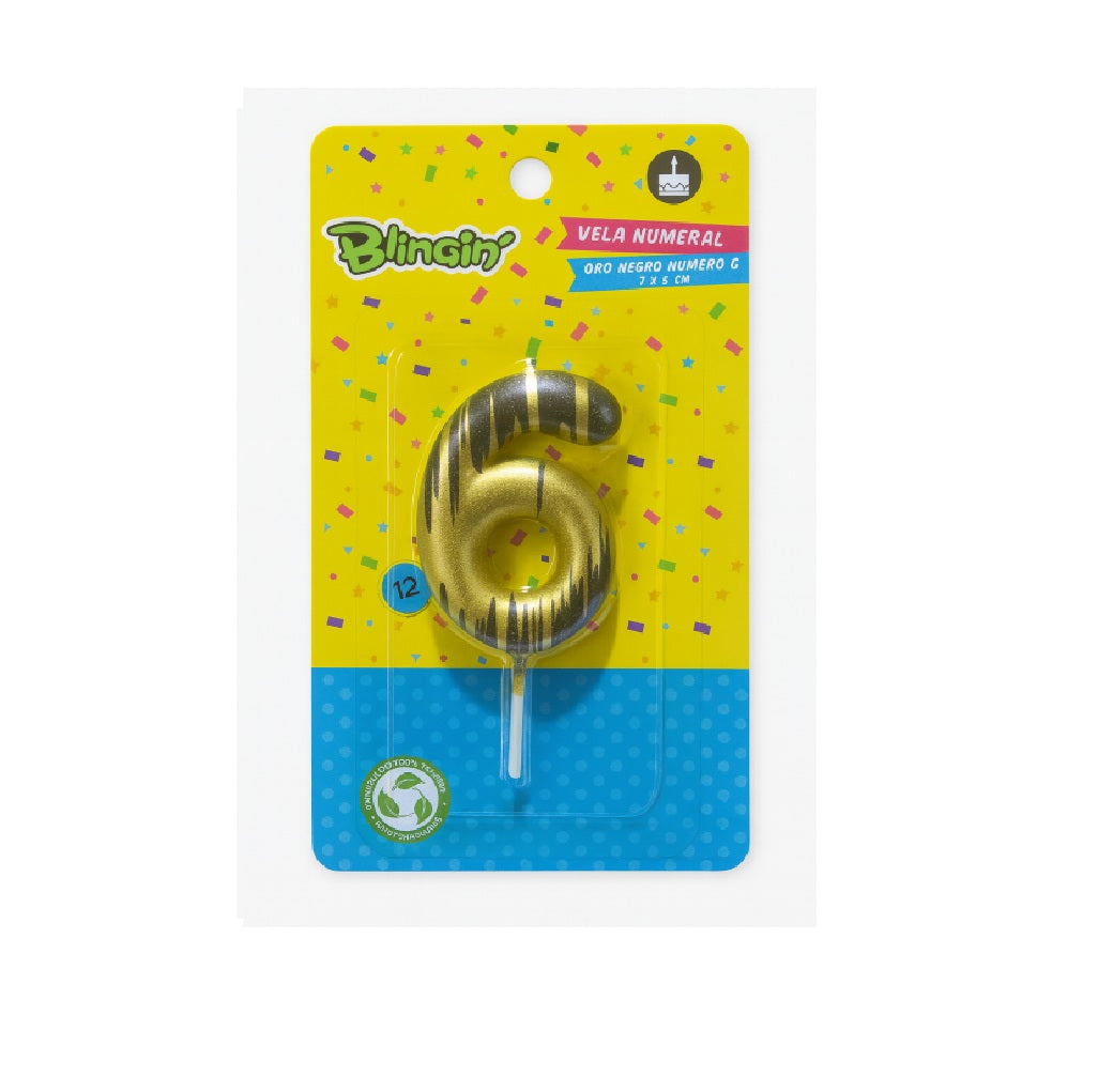 Velas Numerales Oro & Negro