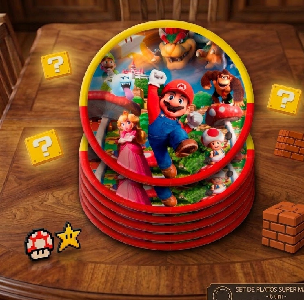Decoración de Cumpleaños Mario Bros – Set de Mesa Infantil para Fiesta Temática