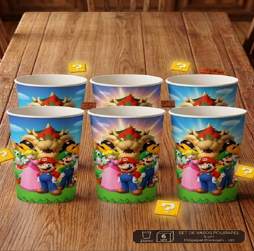 Decoración de Cumpleaños Mario Bros – Set de Mesa Infantil para Fiesta Temática