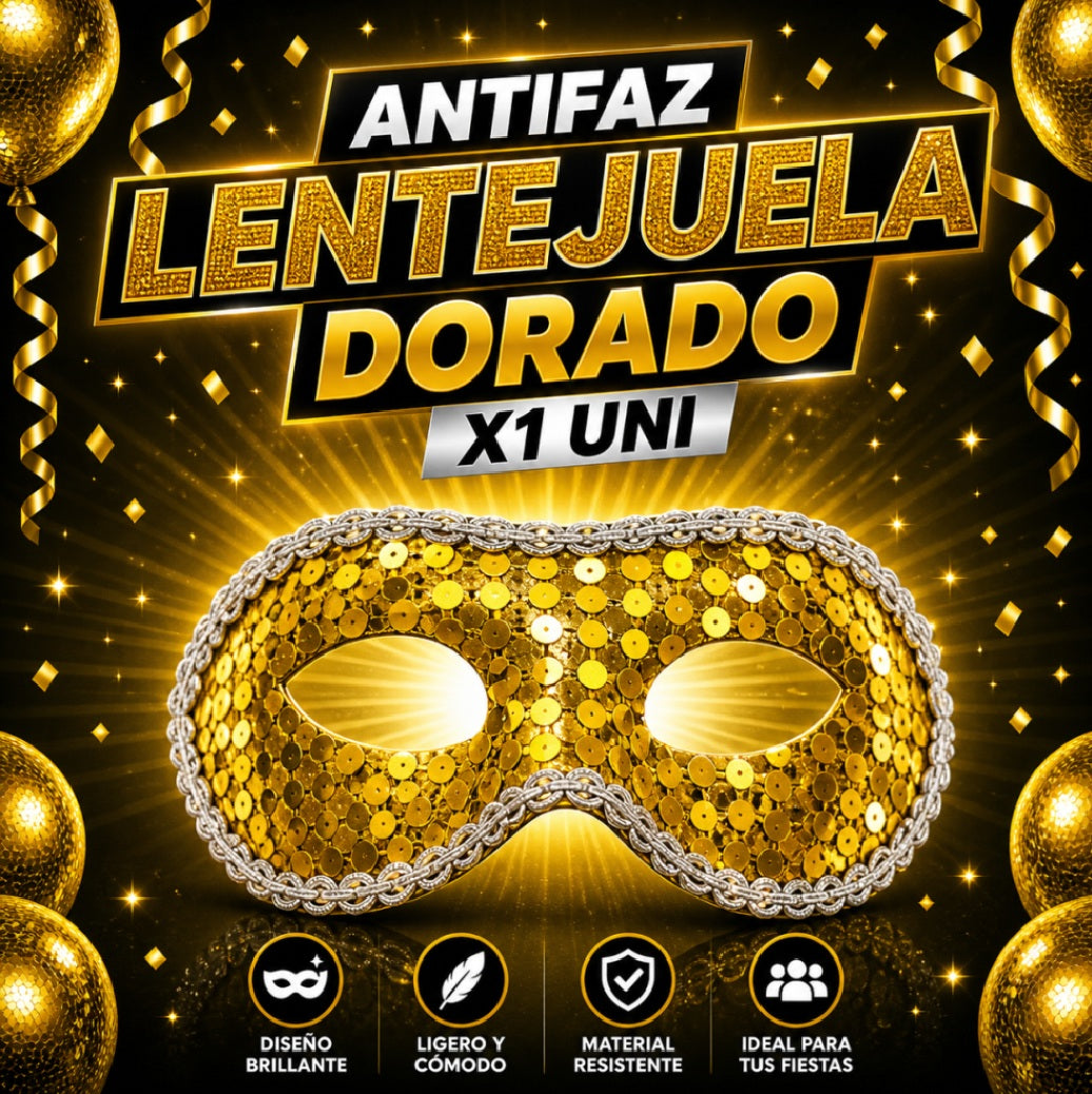 Antifaz Lentejuela x1 – Accesorio Fiesta, Disfraz y Cotillón