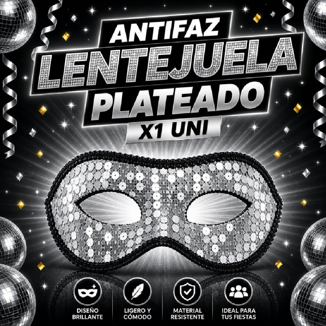 Antifaz Lentejuela x1 – Accesorio Fiesta, Disfraz y Cotillón