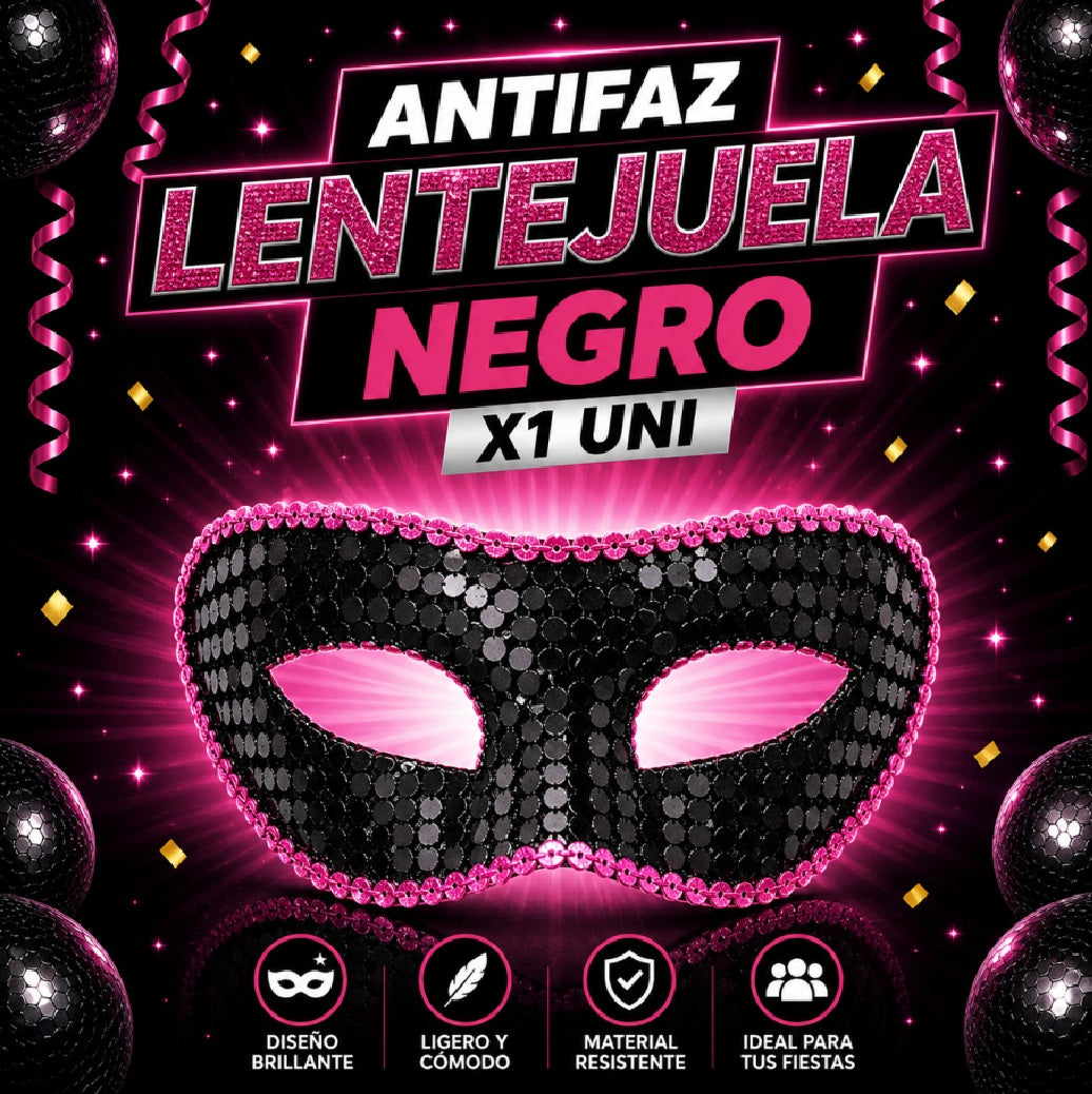Antifaz Lentejuela x1 – Accesorio Fiesta, Disfraz y Cotillón