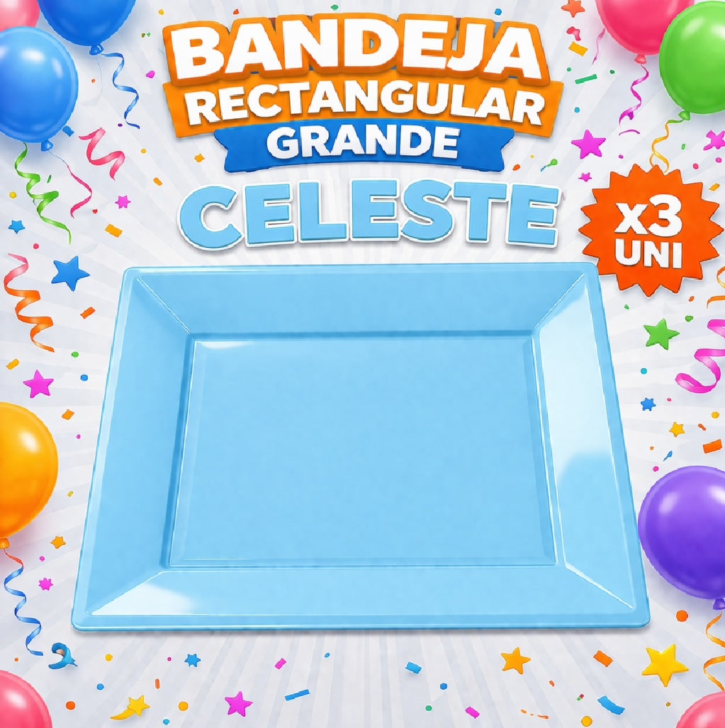 Bandejas Rectangulares Grandes x3 – Bandeja para Snacks, Dulces y Mesa Candy Bar de Cumpleaños