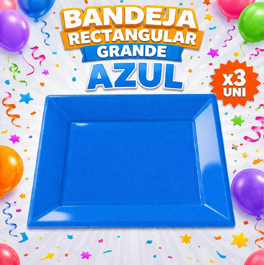 Bandejas Rectangulares Grandes x3 – Bandeja para Snacks, Dulces y Mesa Candy Bar de Cumpleaños